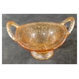 Marigold glass pedestal basket dish