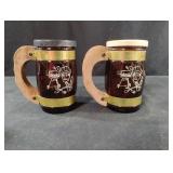 Vintage Siesta Ware amber glass barrel salt and