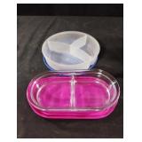 Plastic and glass divided containers with lids