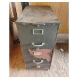 Vintage metal file cabinet on wheels. 14 1/2 x 30