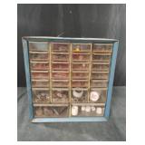 Metal 26 drawer organizer with contents 13 x 13