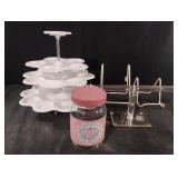 Cupcake stand, bracelet display, decorative jar