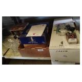 Shelf lot - sports cards, doll, home goods etc