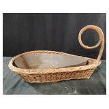Vintage handwoven wicker and rattan serving