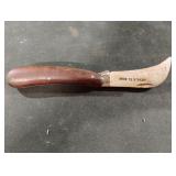 vintage folding hawkbill pocket knife engraved
