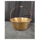 Vintage copper bowl with metal handle