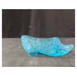 Vintage Aqua Blue Glass Victorian Slipper