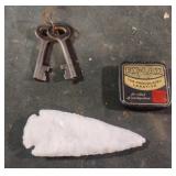 Vintage Ex-Lax metal container, arrow head and