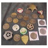 Military Metal. Badges, and Vintage brass tokens