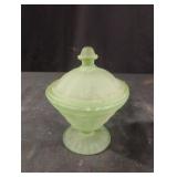 Vintage uranium trinket jar with lid