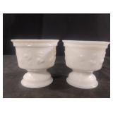 Milk glass pedestal planters