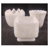 Vintage milk glass vases-planters