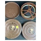 Harwood 8mm film reels and storage cans