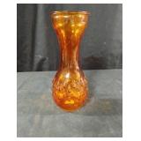 Vintage Amber Orange Bulb Teardrop Hobnail Vase
