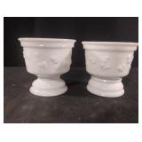 Vintage white milk glass pedestal planter