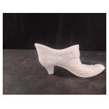 Vintage Milk Glass White Glass Shoe Slipper Daisy