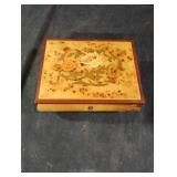 Vintage wooden floral jewelry box