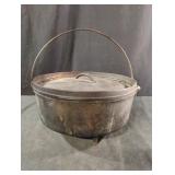 Vintage Cast iron handled pot with lid