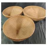 vintage woven bamboo or wicker winnowing baskets