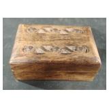 Hand carved wood box