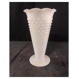 Vintage hobnail milk glass trumpet vase