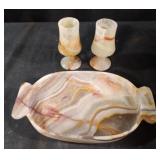 vintage carved marble-stone tray with matching
