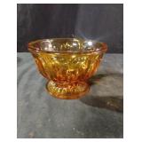 Vintage amber glass pedestal bowl