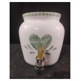 Green Heart Spongeware Pottery water dispenser