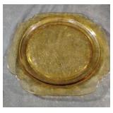 Vintage amber depression glass plate