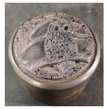 Silver colored owl lid trinket box