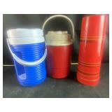 2 coolers and thermos