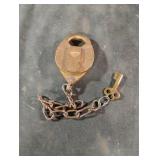 Vintage brass lock with key