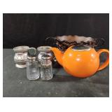 Salt and pepper shakers, enamel bowl and more