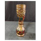 Vintage amber miniature oil lamp
