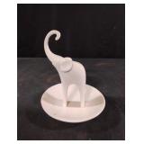 white ceramic elephant ring holder