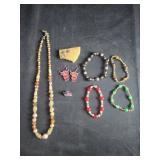 Costume Jewelry Lot - Necklace, Bracelets,