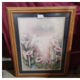 framed art print featuring two white egrets