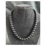 Black Onyx beaded necklace with 925 silver clasp