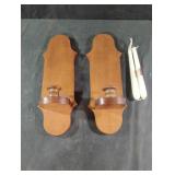 Vintage wooden wall sconces with candles