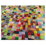 Vintage handmade quilt facing 80 x 72