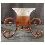 rustic metal and glass candle holder
