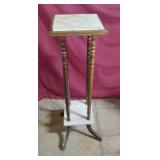 Wooden and stone accent 2-tier table 11 x 40 x 11
