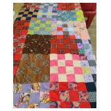 Vintage handmade quilt facing 84 x 78