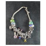 Pandora Style Bracelet with Charms  - some charms