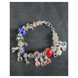Pandora style Bracelet with Charms - some marked