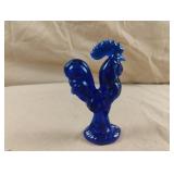 Cobalt blue glass rooster