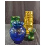 Colored decorative glass vases