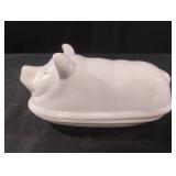 Farmyard ceramic pig butter dish