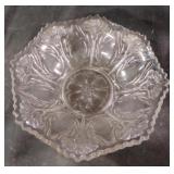 Vintage glass sawtooth with etched thistle footed