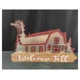 Welcome Fall decorative metal tin and wood sign